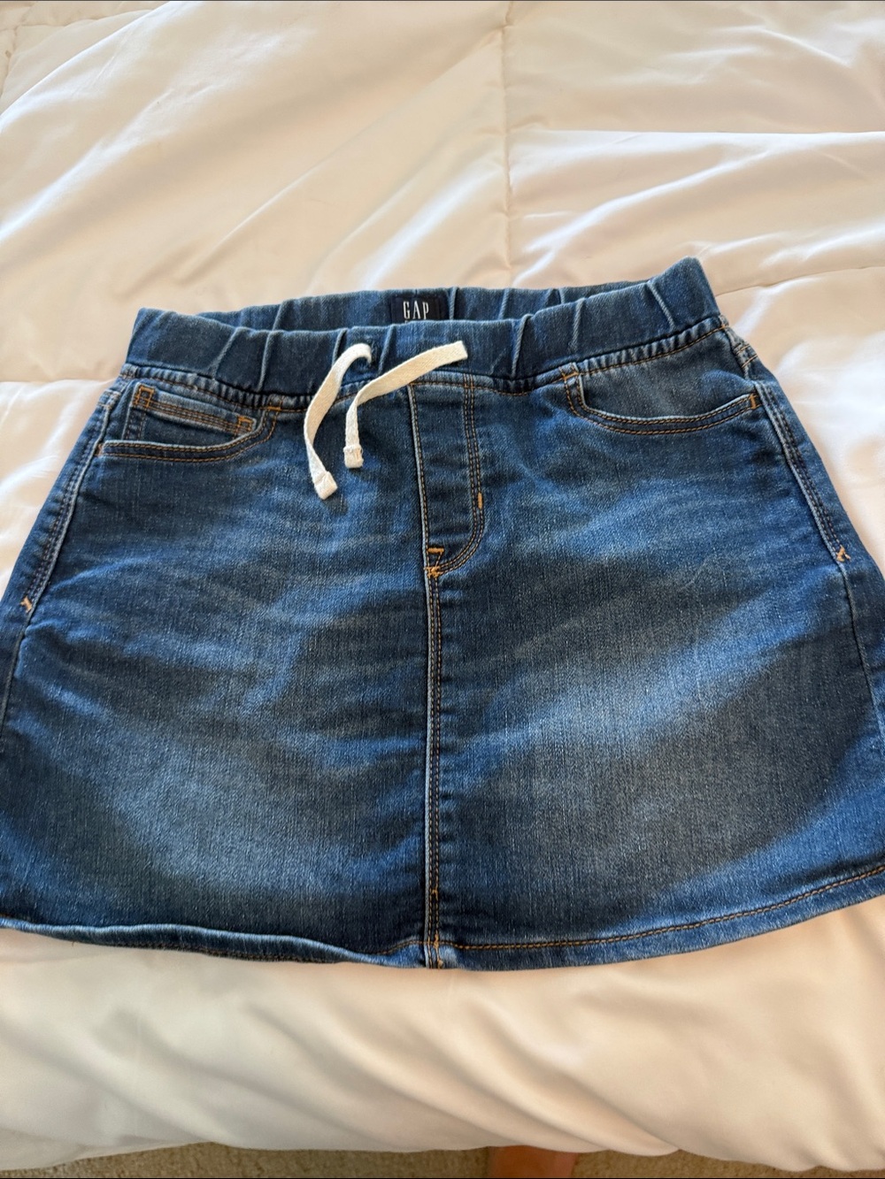 GAP Girls' Medium Blue Denim Skirt with Drawstring